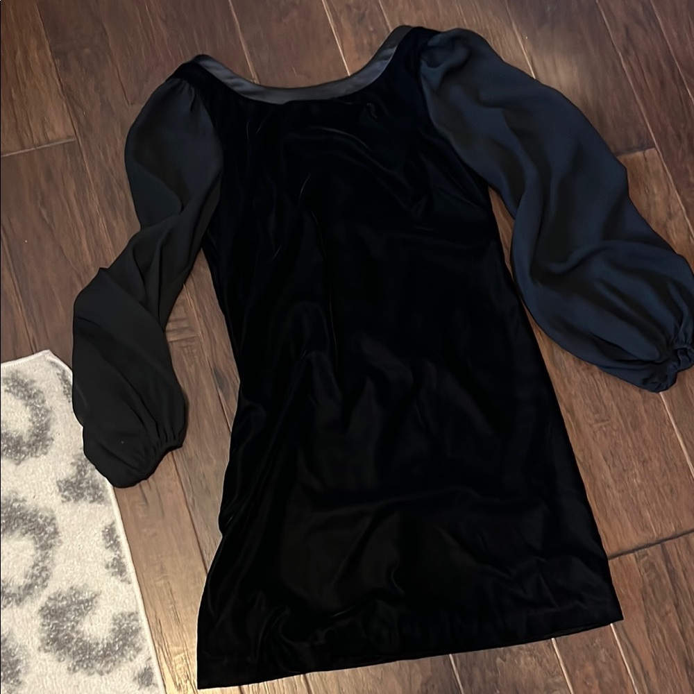Elegant Black Dress with Sheer Sleeves